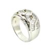White Gold Diamond Ring with Baguette and Round Cut Diamonds